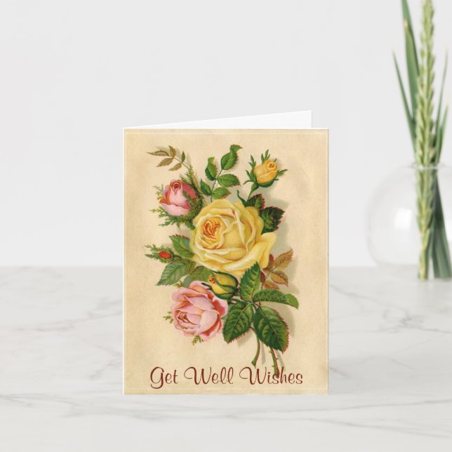 Elegante Vintage Rose Grußkarte Karte (Vorderseite)