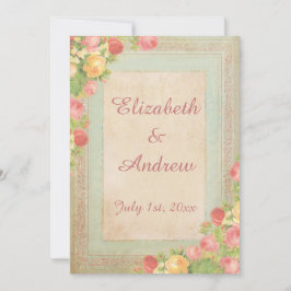 Elegante Vintage Rose Hochzeit Einladung