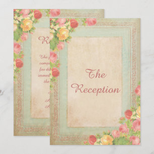 Elegante Vintage Rose Hochzeitsempfang Einladung
