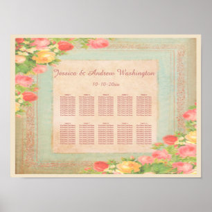 Elegante Vintage Rose Hochzeitsstift Poster
