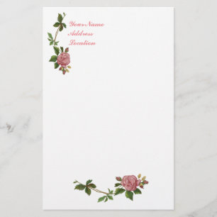 Elegante Vintage-Rose in Rosa Briefpapier