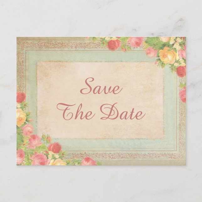 Elegante Vintage Rose Save the Date 85. Ankündigungspostkarte (Vorderseite)