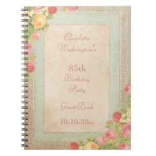 Elegante Vintage Rosen-85. Geburtstags-Party Notizblock