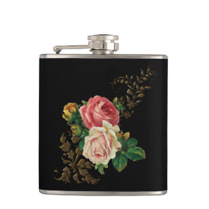 Elegante Vintage Rosen Flachmann