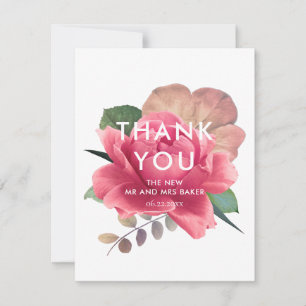 Elegante Vintage-Rosen-Hochzeit Dankeskarte