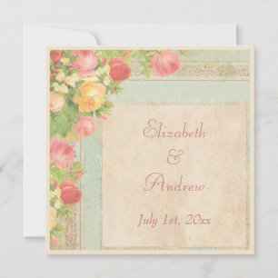 Elegante Vintage-Rosen-Hochzeit Einladung