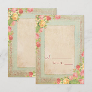 Elegante Vintage-Rosen Hochzeit Tischnummer