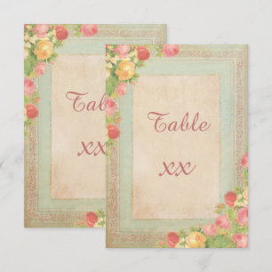 Elegante Vintage-Rosen Hochzeit Tischnummer