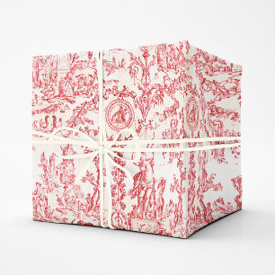 Elegante Vintage-Rot-Französische Land-Toile Geschenkpapier