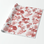 Elegante Vintage Rote Hirsche Fox Country Toile Geschenkpapier<br><div class="desc">Klassisches französisches Stoffmuster der Jouy Leinen,  mit Landmotiven von Waldtieren,  Reh,  Fuchs,  Bäumen,  perfekt für den Urlaub Weihnachtsgeschenk-Verpackung.</div>