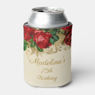Elegante Vintage-Rote Rose Beige 75. Geburtstag je Dosenkühler