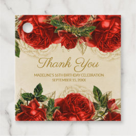 Elegante Vintage Rote Rosen 16. Geburtstag Vielen  Geschenkanhänger