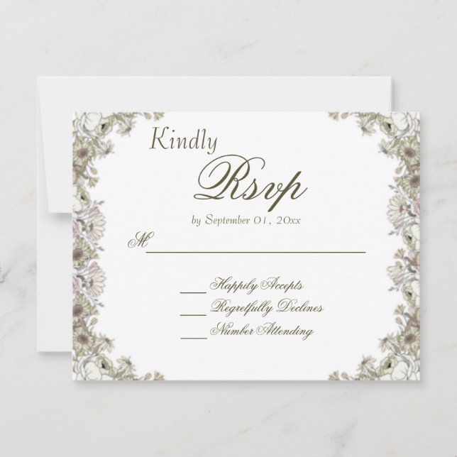 Elegante Vintage Rustikale Hochzeitskarte Einladung (Vorderseite)