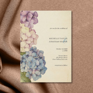Elegante Vintage Rustikale Pastel Hydrangea Blume Einladung