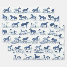 Elegante Vintage Rustikale Pferdezucht Blaue Lands Geschenkpapier Set