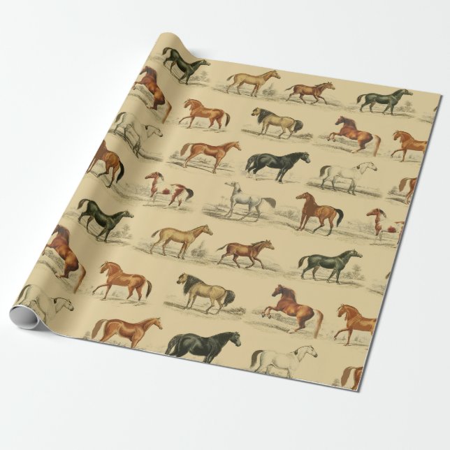 Elegante Vintage Rustikale Rustikale Pferdezucht Geschenkpapier (Ungerollt)