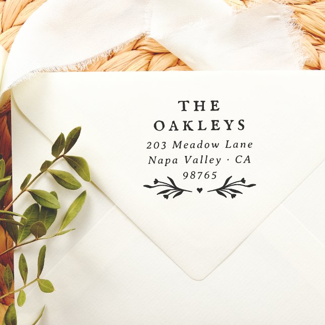 Elegante Vintage rustikale Wildblume Rücksendeadre Permastempel (Rubber Stamp Mock-up)