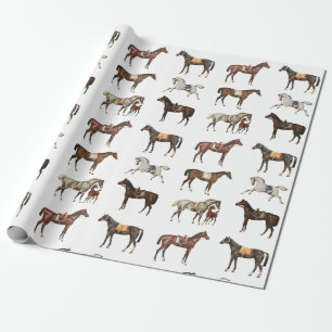 Elegante Vintage Sattelpferde Brown Geschenkpapier