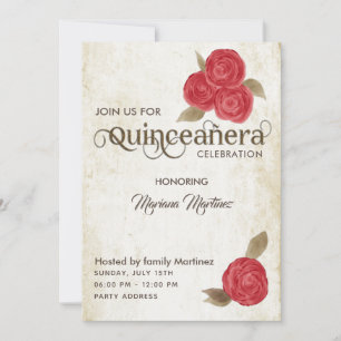 Elegante Vintage, schicke Aquarellfarben rote Rose Einladung