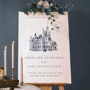 Elegante Vintage-Schloss-Destination-Hochzeit Acrylschild