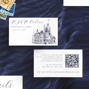 Elegante Vintage-Schloss-Hochzeitswebsite Begleitkarte