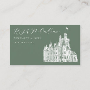 Elegante Vintage-Schloss-RSVP-Hochzeitswebsite Begleitkarte