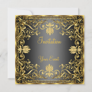 Elegante Vintage Schwarz-Gold-Einladung Einladung