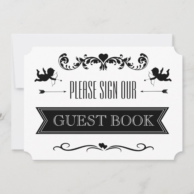 Elegante Vintage Schwarz-Weiß-Hochzeit (Vorderseite)