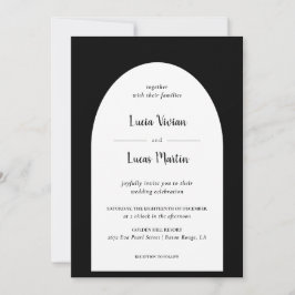 Elegante Vintage Schwarze Feierliche Hochzeit Einladung