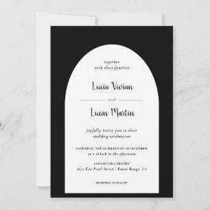 Elegante Vintage Schwarze Feierliche Hochzeit Einladung
