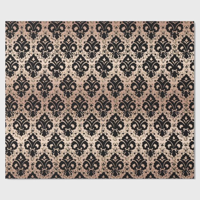 Elegante Vintage Schwarze Rose Geschenkpapier (Flach)