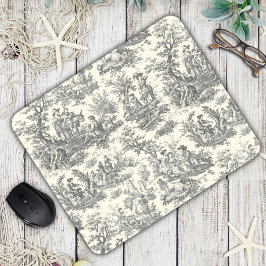 Elegante Vintage Schwarze Toile de jouy Mousepad