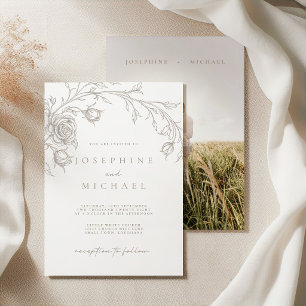 Elegante Vintage-Sepia-Hochzeit Einladung