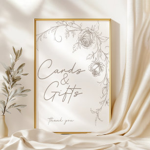 Elegante Vintage-Sepia-Hochzeitskarte & Geschenke- Poster