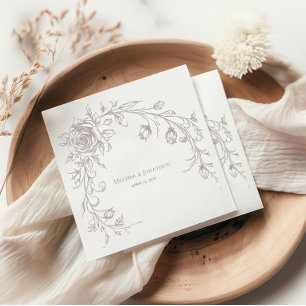 Elegante Vintage-Sepia-Hochzeitsservietten Serviette