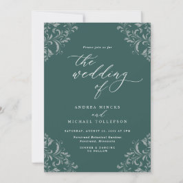 Elegante Vintage Smaragdgrüne Hochzeit Einladung