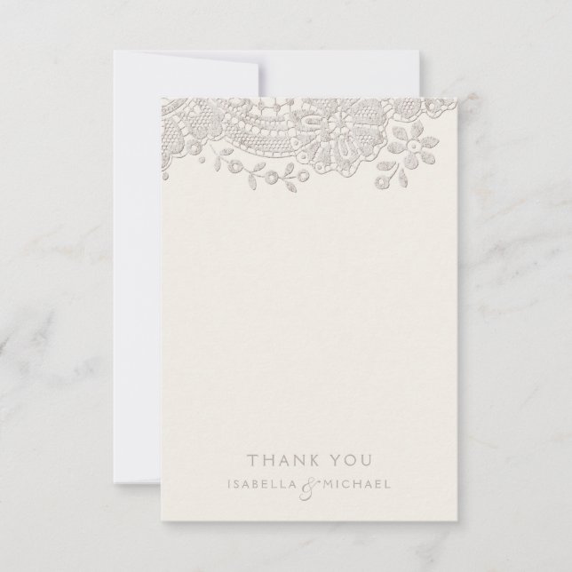 Elegante Vintage Spitzen rustikale Hochzeit danke (Vorderseite)