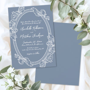 Elegante Vintage staubblaue Hochzeit Einladung