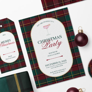 Elegante Vintage-Tartan-Plaid-Weihnachtseinladung Einladung