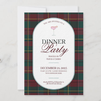 Elegante Vintage-Tartanplaid-Weihnachtseinladung Einladung