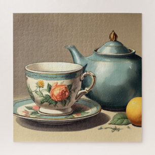 Elegante Vintage-Tasse und Teekanne