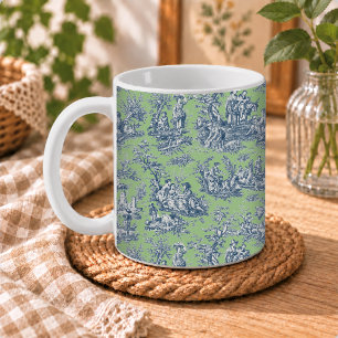 Elegante Vintage-Toile-de-Jouy in Blau-Grün Kaffeetasse
