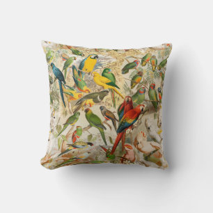 Elegante Vintage tropische Vogelwelten Kissen