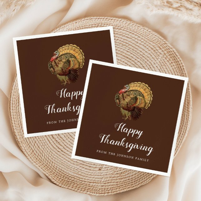 Elegante Vintage Türkei glücklich Thanksgiving Serviette (Elegant Vintage Turkey Happy Thanksgiving Napkins)