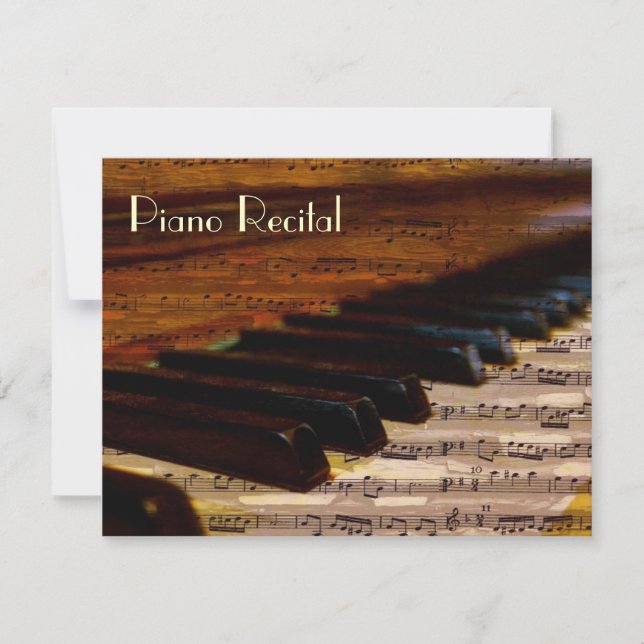 Elegante Vintage Unisex Piano Einladung (Vorderseite)
