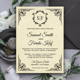 Elegante Vintage Verzierte Einladung zur Hochzeit