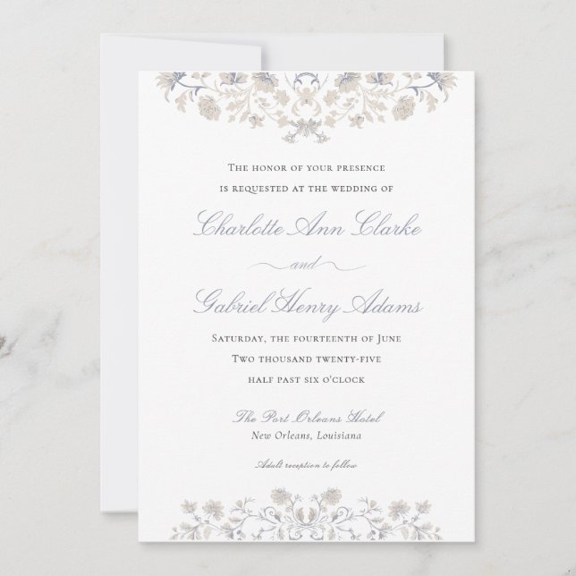 Elegante Vintage Viktorianische Hochzeit Einladung (Vorderseite)