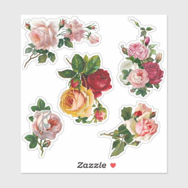 Elegante Vintage Viktorianische Rose Aufkleber (Blatt)