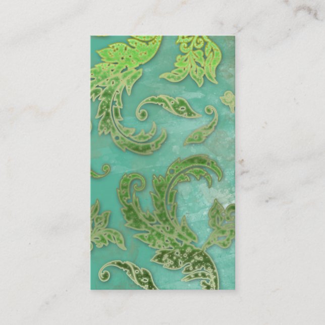 Elegante Vintage Visitenkarte Verdigris Wirbel Grn (Vorderseite)