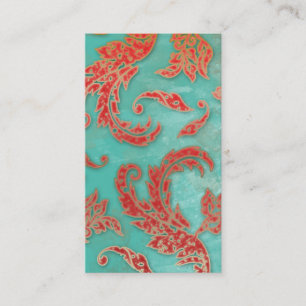 Elegante Vintage Visitenkarte Verdigris Wirbel Red